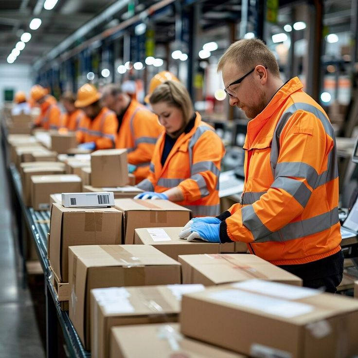 Retail distribution team packing products